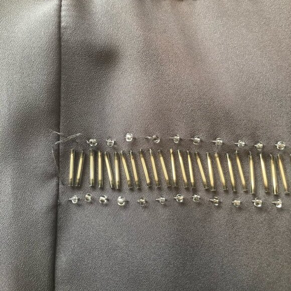 Black namebrand Lined Mini Dress Grey with Beautiful Beading in Front Ladies Lg - Picture 12 of 15